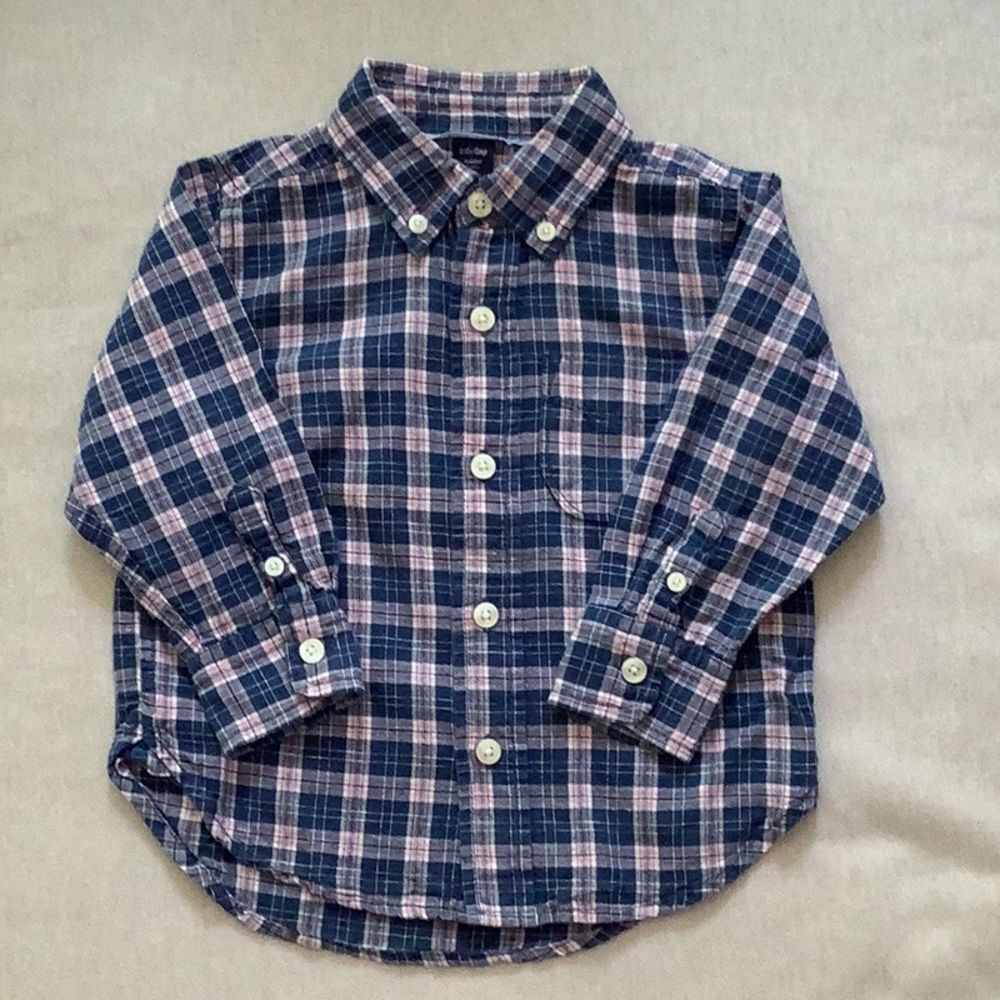 Gap  - TOP - Shirt - Size 2T Check - Linen/Cotton - EUC